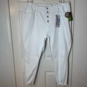 White Jeans Plus Size 24 W High-Rise Distressed Ankle Denim by Royalty For Me